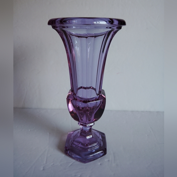 Friedrich Krystal FK Alexandrite Crystal Vase Purple Trumpet Shape Made in Germa